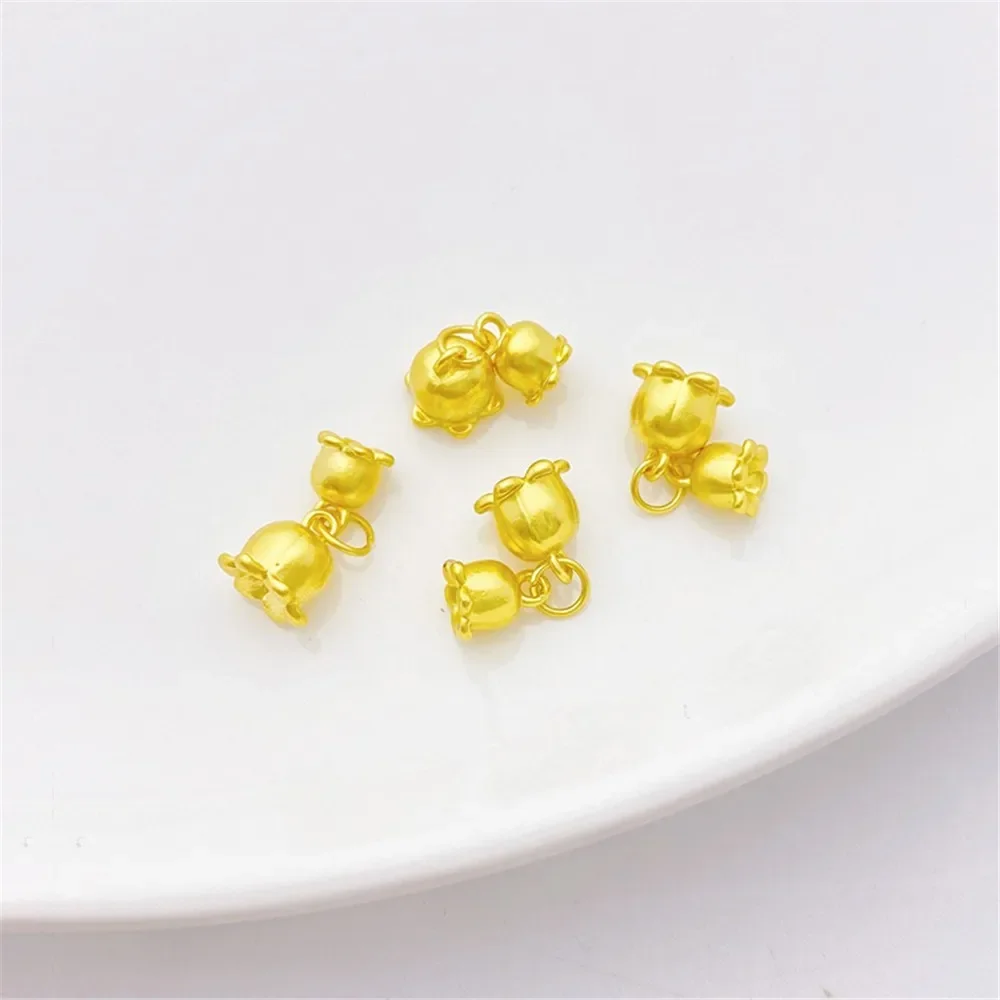 18k fosco ouro sino orquídea combinação charme pingente diy jóias suprimentos contas para colar pulseira artesanato acessórios