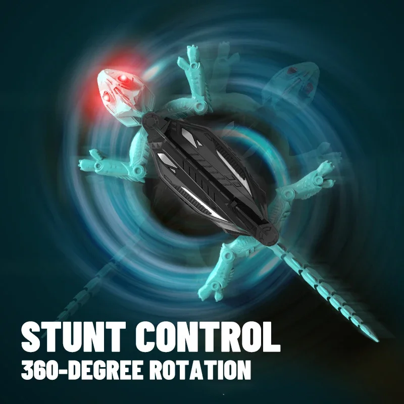 벽타기 RC 도마뱀 장난감, 충전식 리모컨 로봇 LED 눈 포함, 이중 모드 벽 및 바닥 놀이 어린이 선물