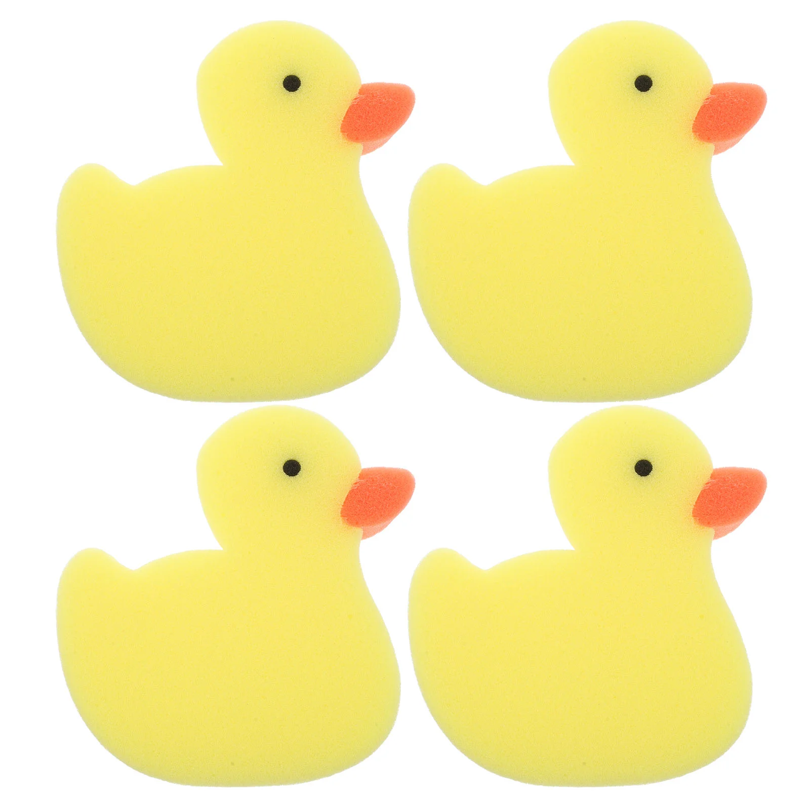 4 Pcs Little Yellow Duck Bath Brush Cute Sponge Bathing for Bathtub Toys Kids Exfoliating Pads Toddler