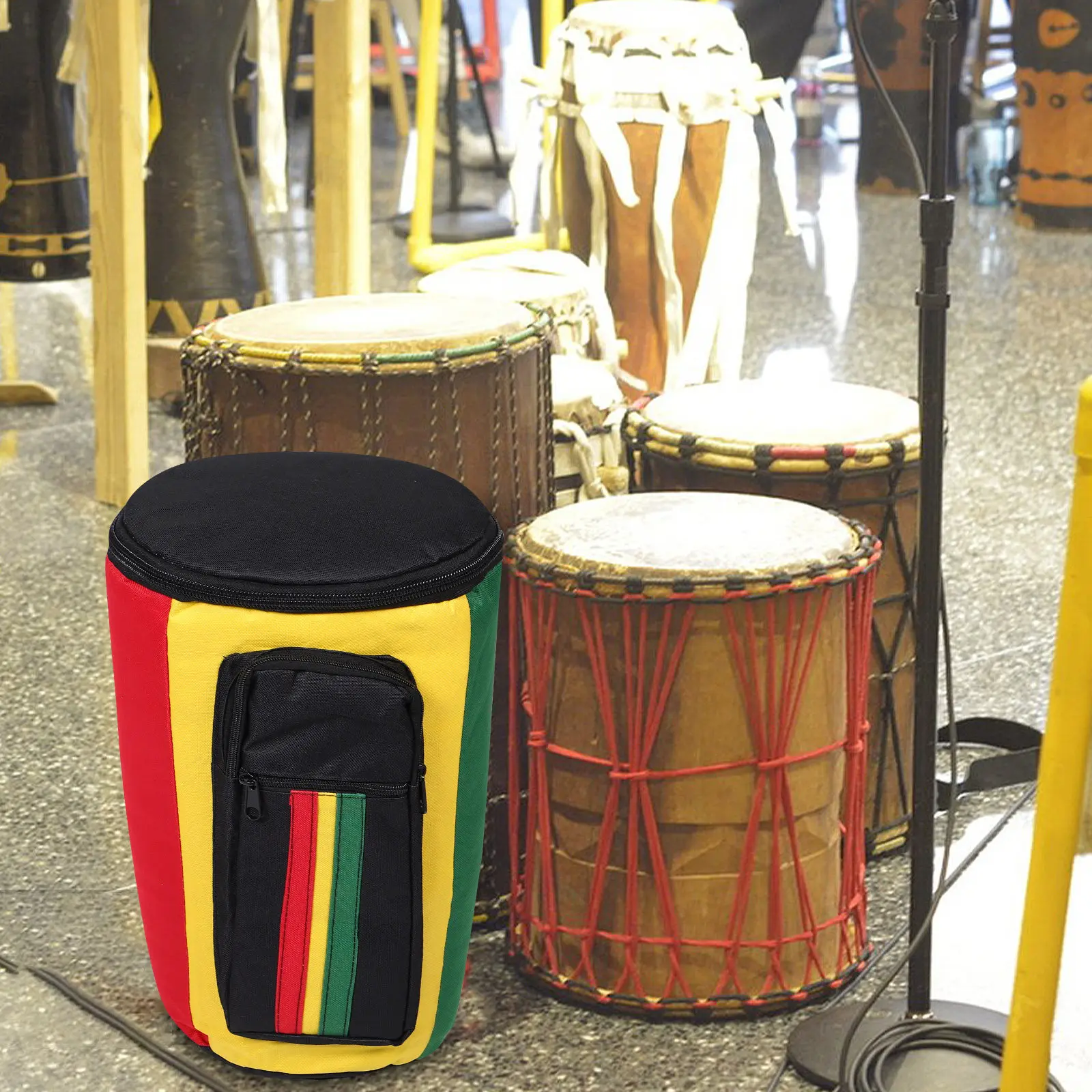 Djembe Drum Bag African Rainproof Thickened Fabric Backpack with Dual Shoulder Straps for 8 Inch Percussion Instrument Transport