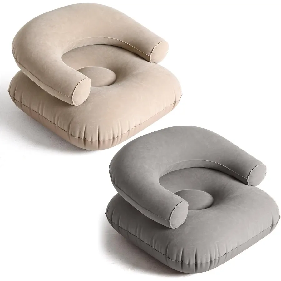 

2 шт. надувное кресло для отдыха, шезлонг, ленивый диван, складной портативный диван для домашнего офиса, балкона, напольное сиденье, бежевый D