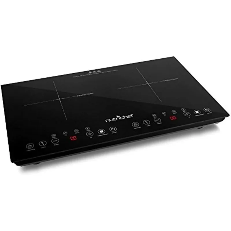 Double Induction Cooktop-Portable 120V Digital Ceramic Dual Burner w/ Kids Safety Lock - Works