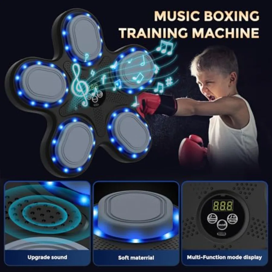 Smart Music Boxing Machine with LED Electronic Wall Mounted for Indoor Workout Training Interactive Fitness Equipment with Prem