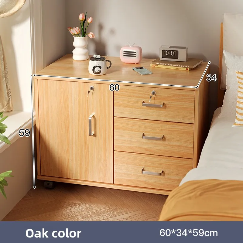 

Устойчивая прикроватная тумбочка, простая, с замком, съемная, многофункциональная, с полками для хранения, низкая тумба, прикроватный шкафчик