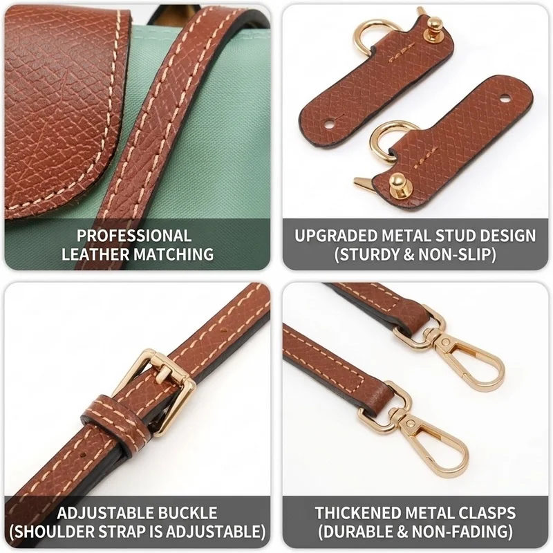 1 Set Bag Strap for Longchamp Mini Punch-free PU Leather Shoulder Strap Set Transformation Crossbody Strap Bag Accessories