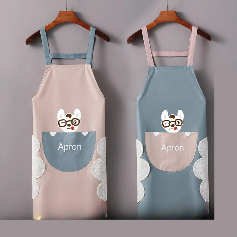 Cute Puppy Kitchen Household Cook Apron Can Wipe Hand Waterproof Oil Proof Easy To Clean Work Resistant To Dirt Cartoon Clothes