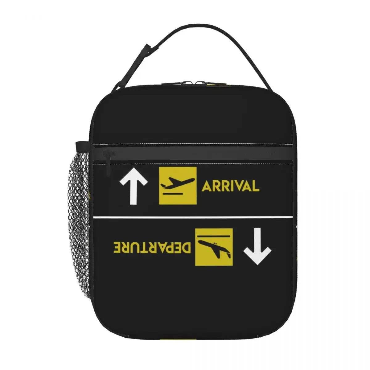 Aviation Departures Arrivals Portable Lunch Box Women Aviator Airport Airplane Thermal Cooler Food Insulated Lunch Bag School