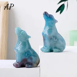 1 pz guarigione naturale carrello di cristallo a forma di lupo figurina animale gemme ornamento credenza spirituale artigianato decorazione della casa regalo