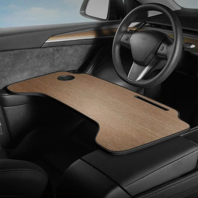 For Tesla Car Tray Table For Laptop Car Work Table Lunch Desk Foldable Non-Slip Desk Sedan And SUV Steering Wheel Food Table