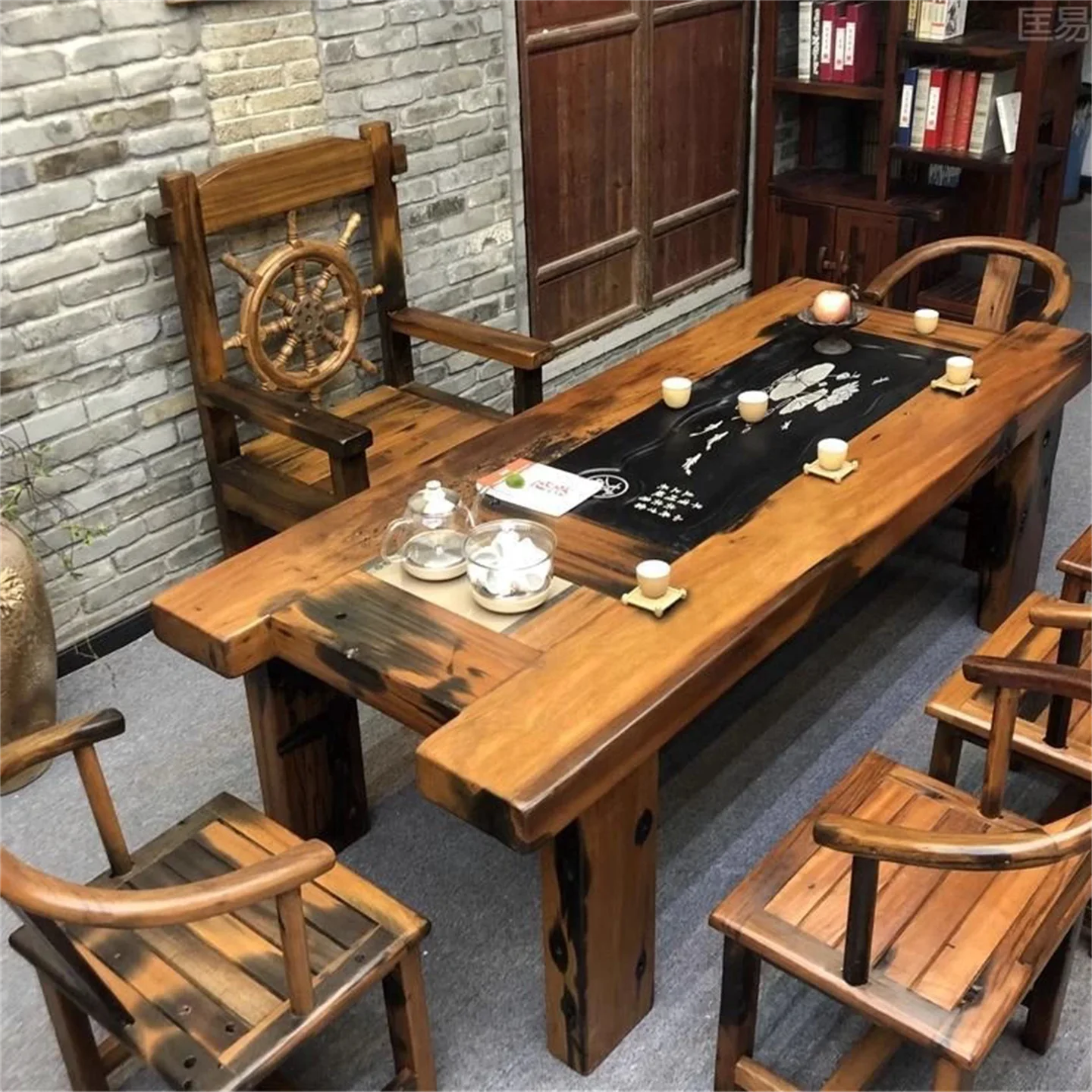 Tea table and chair combination Solid wood tea table Living room Kung Fu  Home office Reception tea table