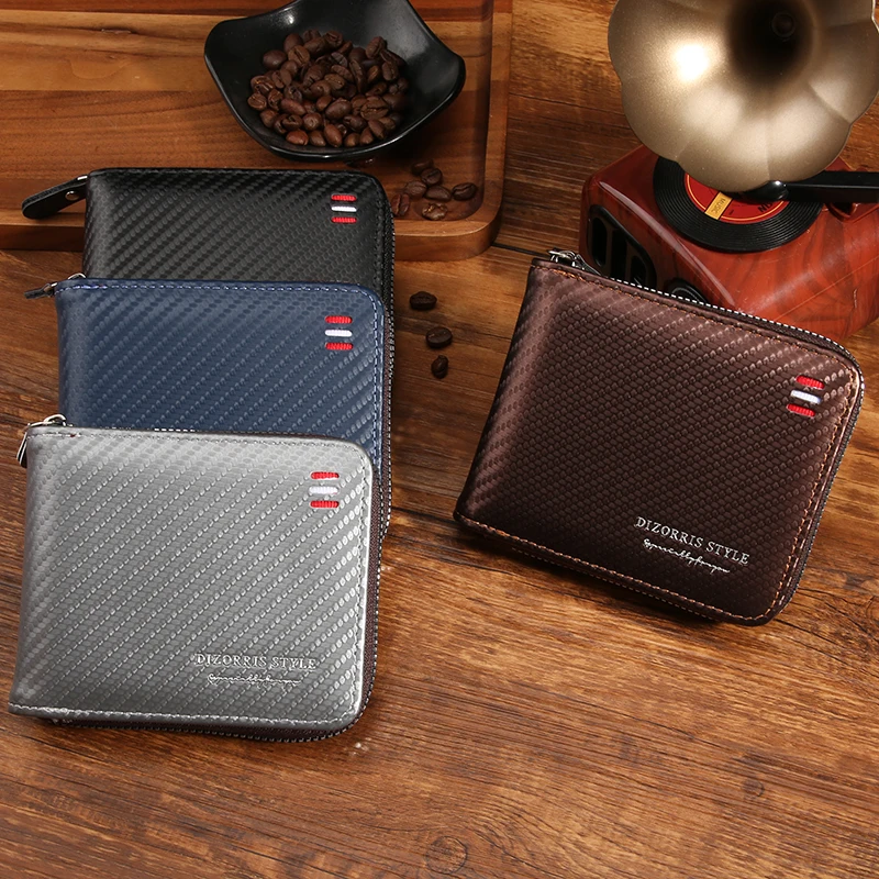 أزياء ألياف الكربون الحبوب الرجال الحصرية سعة كبيرة منفاخ بطاقة المحفظة غطاء محفظة متعددة الوظائف #1