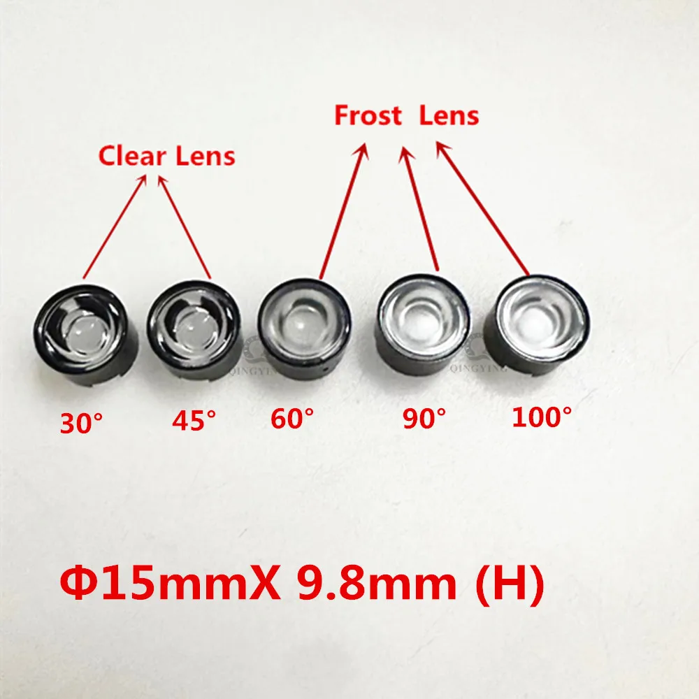 20PCS High Power 1W 3W 5W LED Lens 15mm 16mm 19mm 22mm PMMA Lenses With Bracket 15 30 45 60 90 100 120 Degree