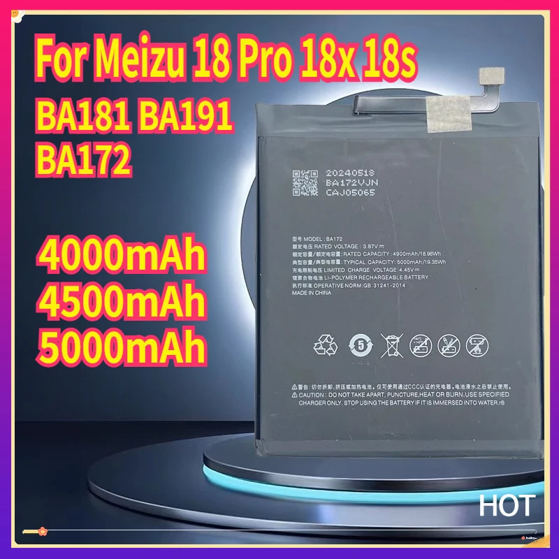 

BA181 BA191 BA172 4500mAh Battery for Meizu 18 Pro 18x 18s Cell Phone Original High Quality Batteria