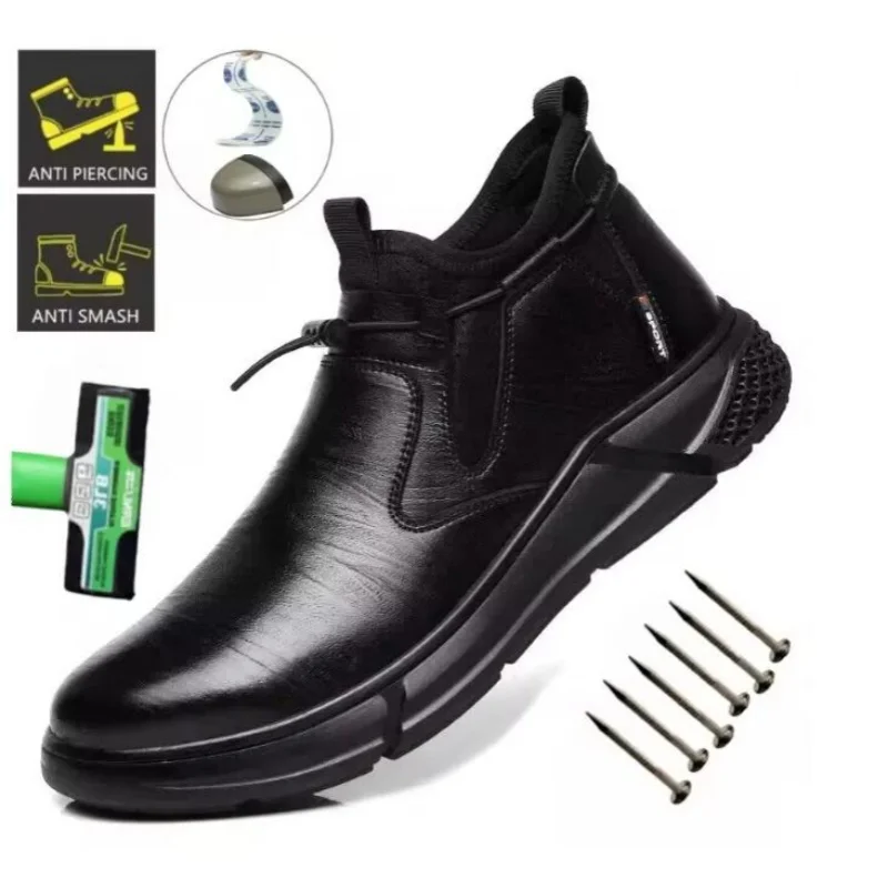 Fashion Safety Shoes Men's Work Steel Toe Caps Male Indestructible Protective Shoes Puncture-Proof Security Footwear Work Boots