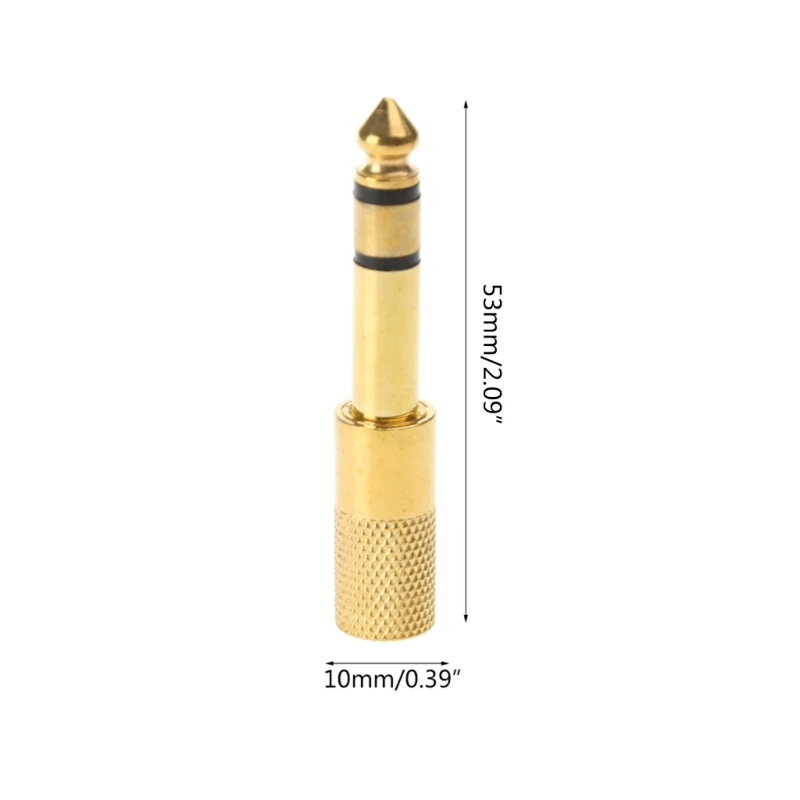 6.35mm macho para 3.5mm fêmea adaptador áudio estéreo conector plugue cobre banhado a ouro 4.5cm/1,77 pol.