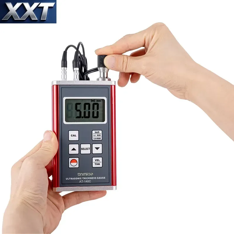 XXT Ultrasonic Thickness Meter AT-140C for Steel, Cast Iron, Aluminum, Red Copper, Brass, Zinc, Quartz Glass, Polyethylene,