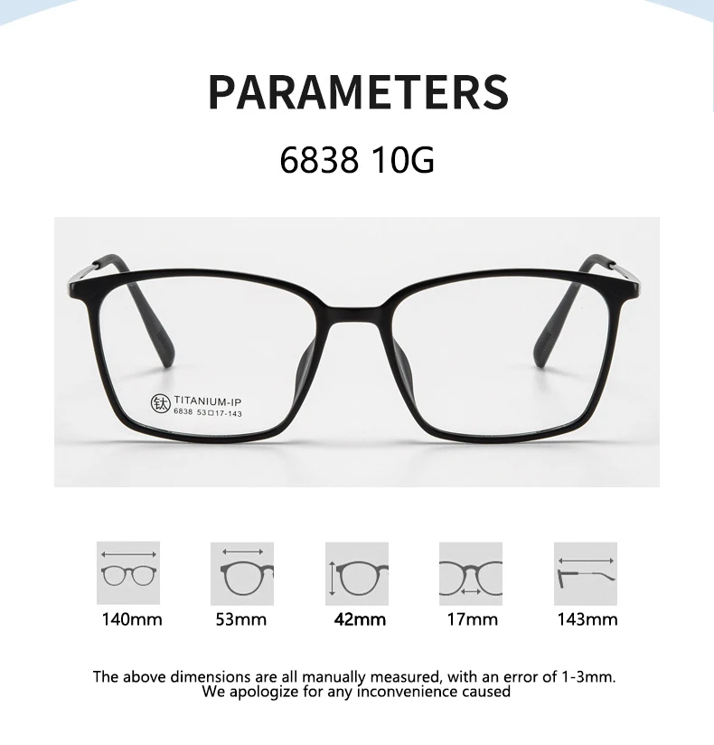 Ultra Licht Titan TR90 Transparent Brillen Neue Fashion Square Spektakel Myopie Benutzerdefinierte Optische Brillen Mann Frau – Detail 6
