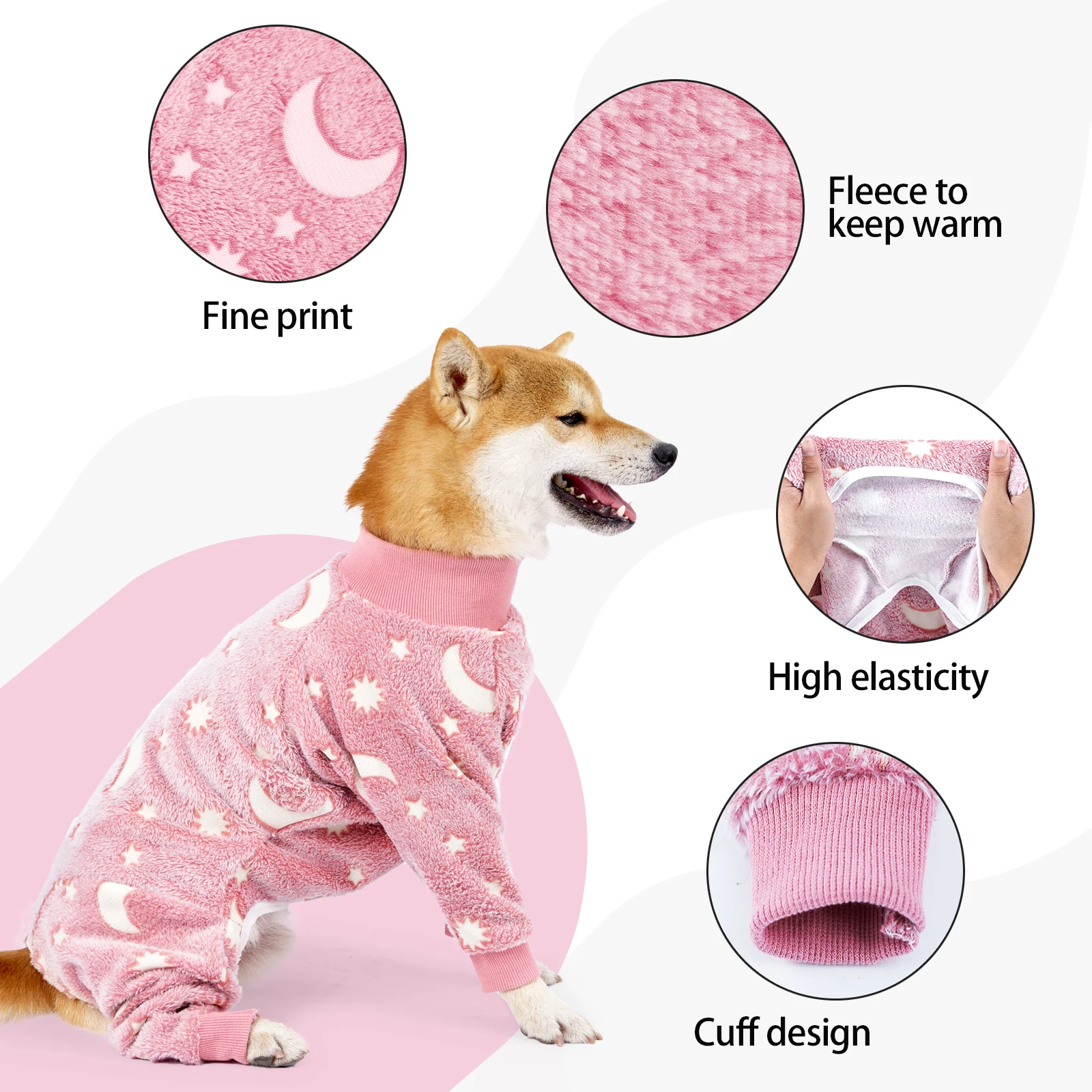 Large Dog Fleece Pajamas Thick Warm Winter Dog Clothes for Medium Big Dogs Stretchy Soft Pet Jumpsuit Cold Weather Coat Outfit