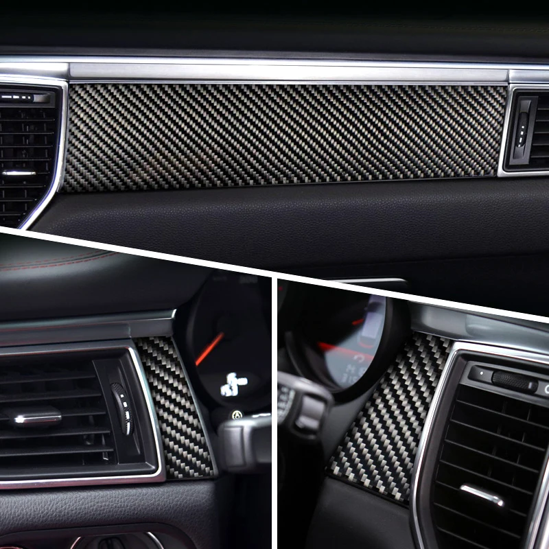 Car Styling For Porsche macan 2014-20 Carbon fiber Center Console Air outlet Dashboard Covers Stickers Interior Auto Accessories - Image 3