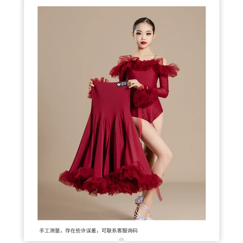 Mädchen Modern Dance Röcke National Standard Kind Gesellschaftstanz Walzer Gesellschaftstanz Lange Kleider Wettbewerb Performance Kostüm