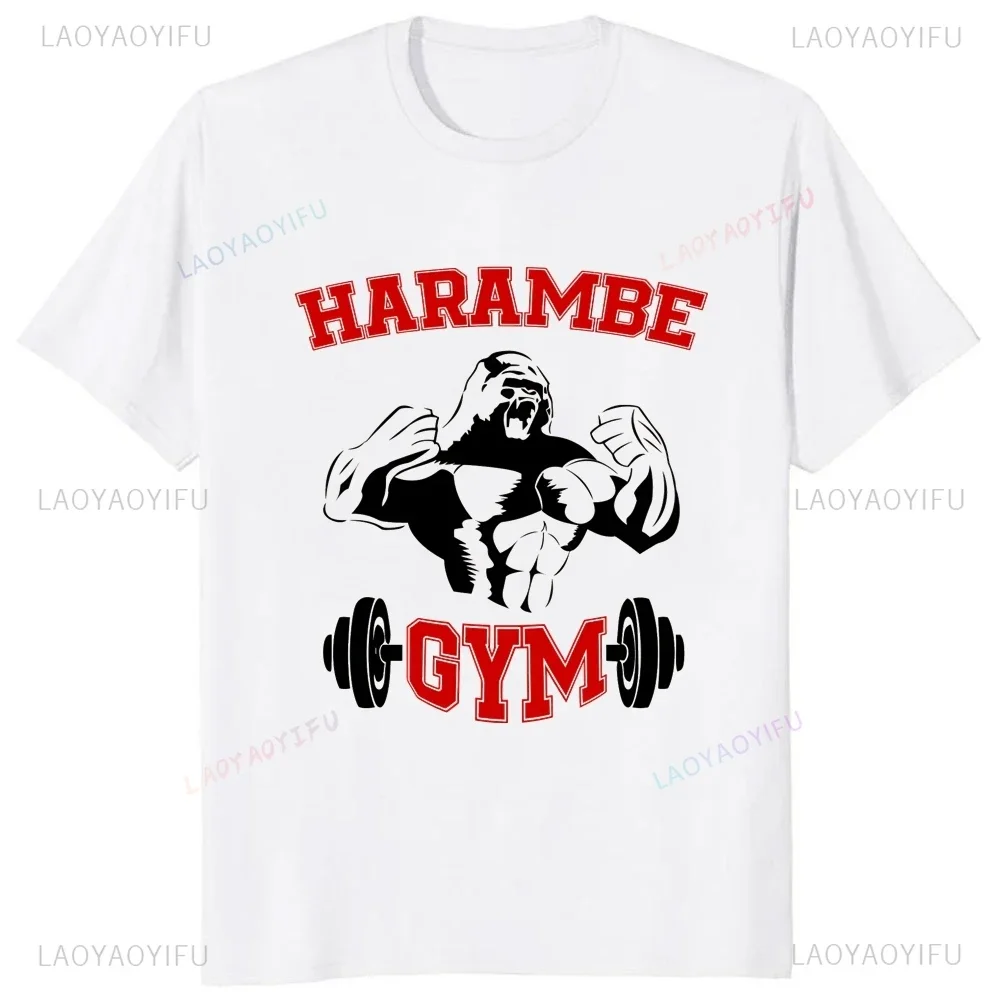 

Повседневная футболка HARAMBE Orangutan Gym Футболка с принтом Топ Летний тренд Harajuku Рубашка унисекс с короткими рукавами Большая футболка с графическим рисунком