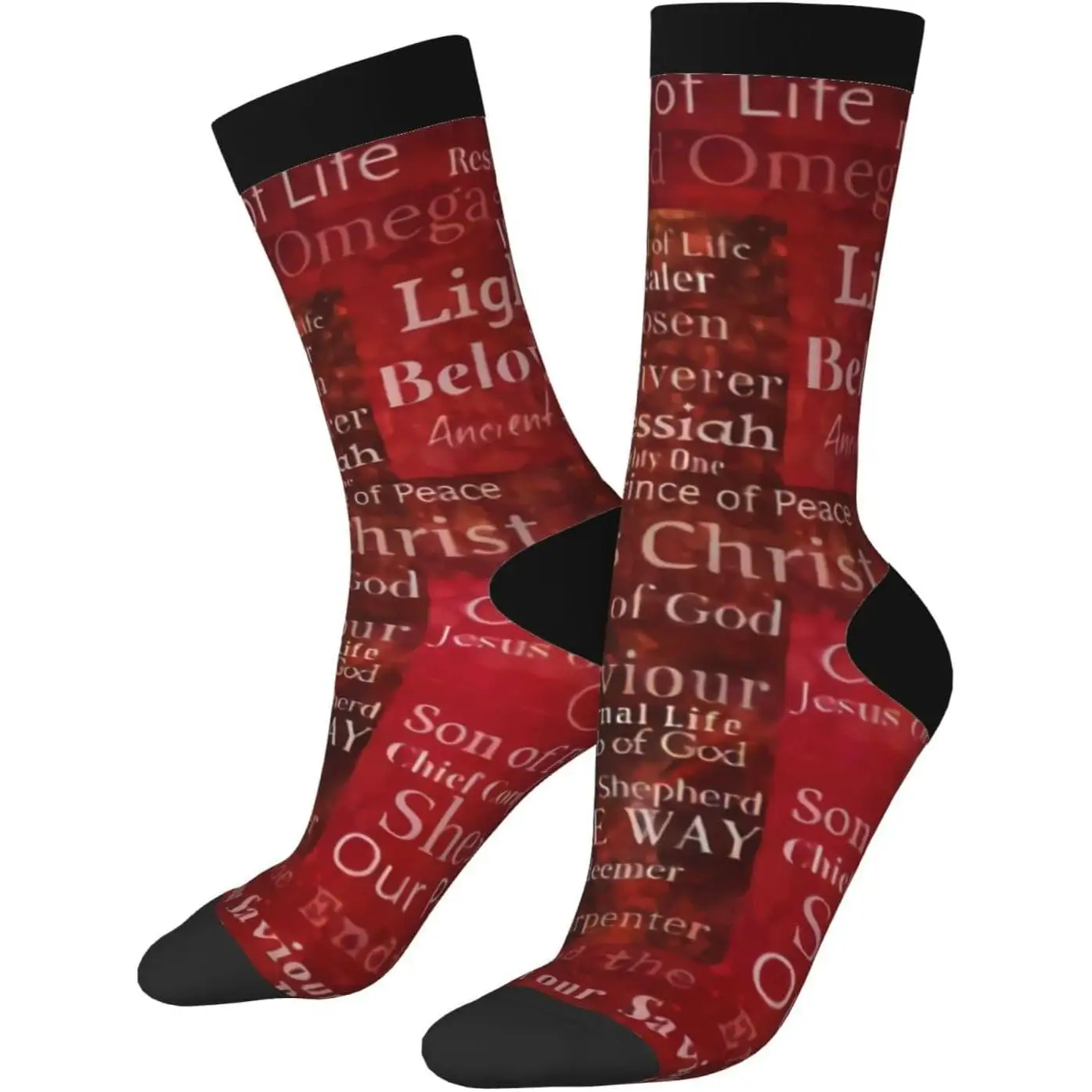 

The Names Of Jesus Christ From The Bible Art Men'S And Women'S Mid-Rise Socks, Comfortable Athleisure Socks Breathable Design