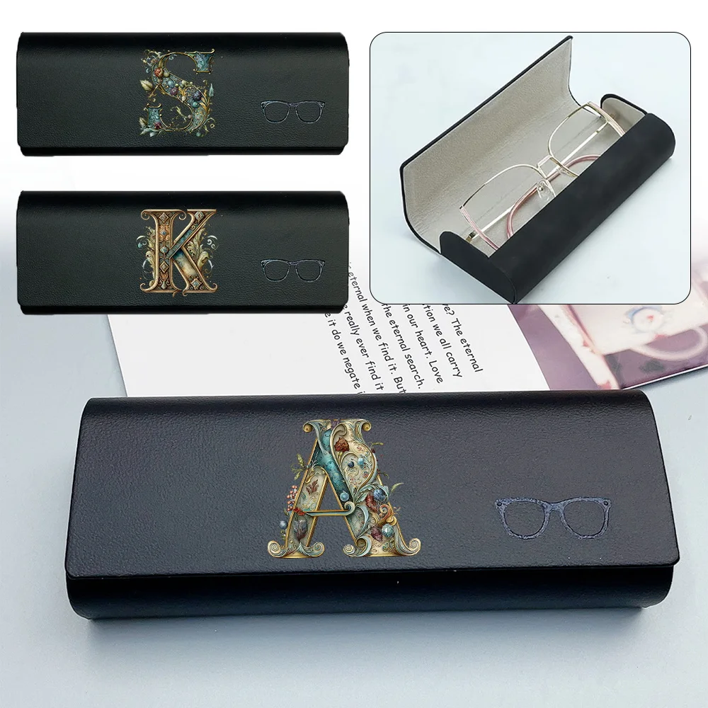 PU Leather Glasses Case Simple Eyeglasses Bag Unisex Eyewear Case Sunglasses Reading Glasses Accessories Graphic Letter Pattern