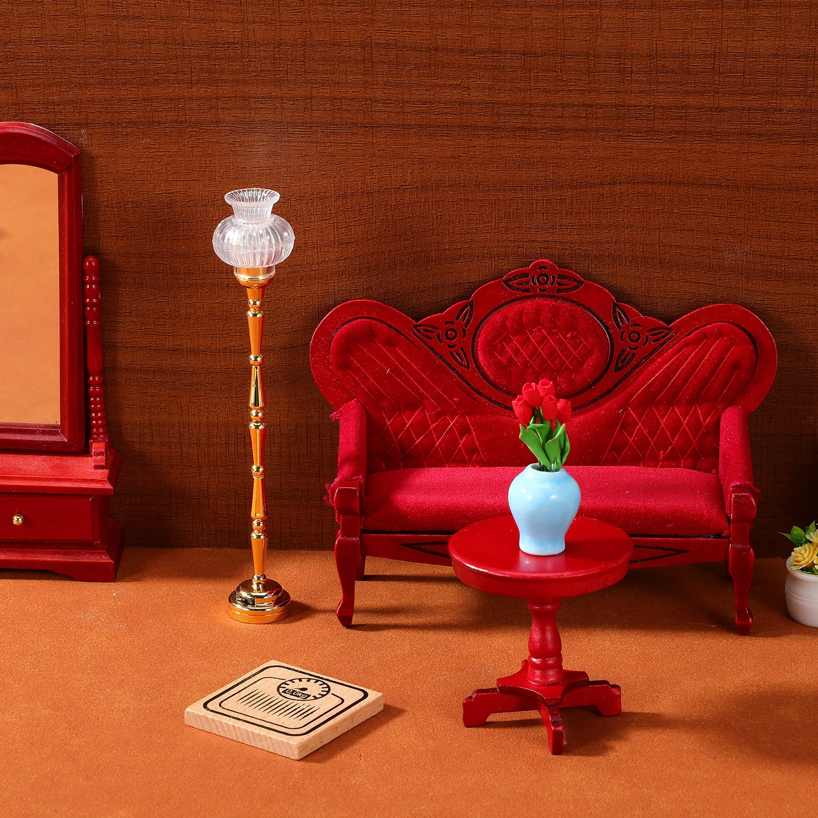 Lampada da Terra a Fiore in Miniatura 1:12, Lampada Dettagliata per Atmosfera Accogliente in Arredamenti e Decorazioni per Case in Miniatura