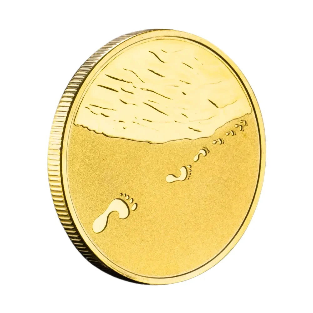 Rangers Beach Tourism Commemorative Coin Golden Plated Footprint Medallion Lucky Coins Love Favours