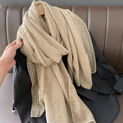 Women Cotton Lace Scarf Winter Shawl Vintage French Keep Warm Neck Cover Fashion Solid Color Wrap Elegant Lady Christmas Gift