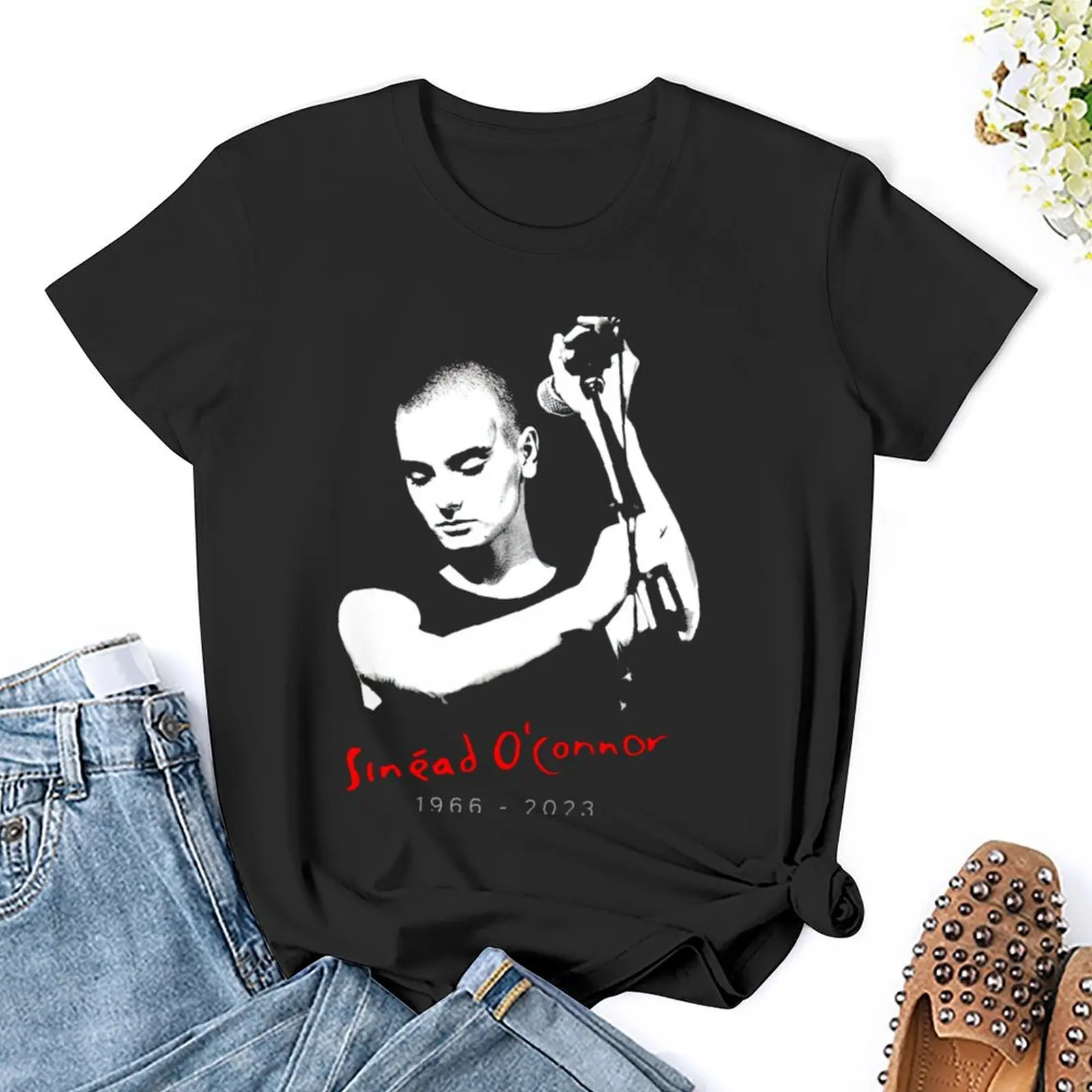 Camiseta RIP Sinead O'Connor feminina, blanks de anime, roupas estéticas, camisas de gato, tops plus size, 1970-2023