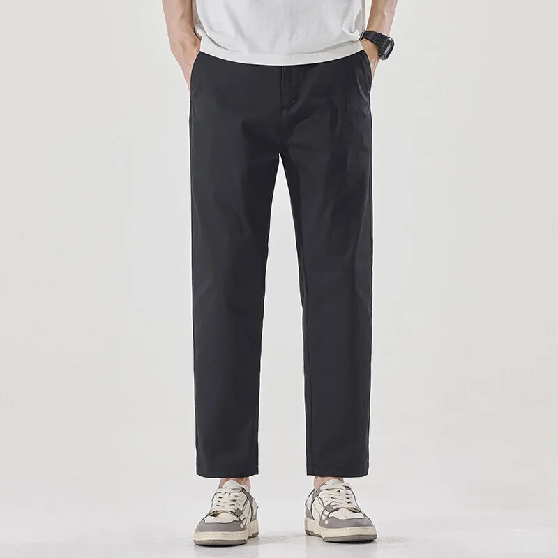 

Мужские повседневные спортивные брюки из ледяного шелка, весна-лето 2024, прямая рабочая одежда, удобные свободные брюки