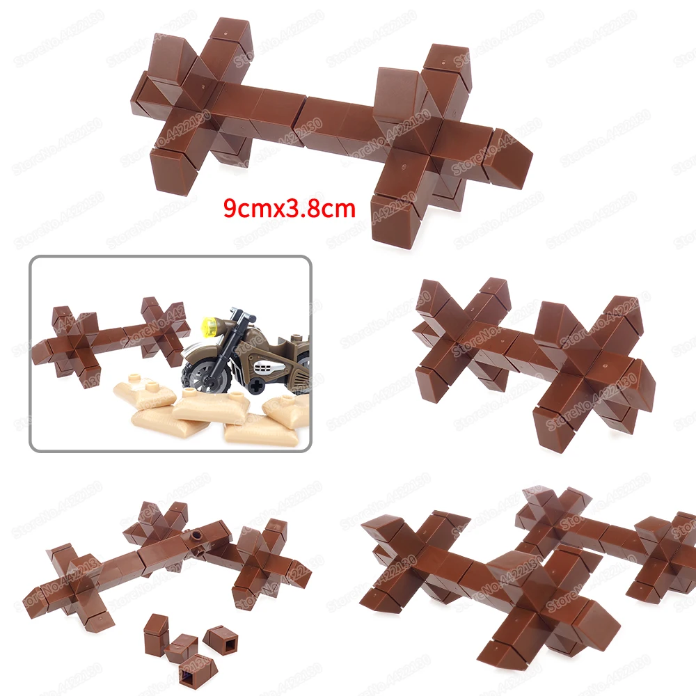 Wooden Obstacle Equipment Building Block Moc Military Figures Equipment WW2 Site Search Scenes Match Model Child Gifts Boy Toys