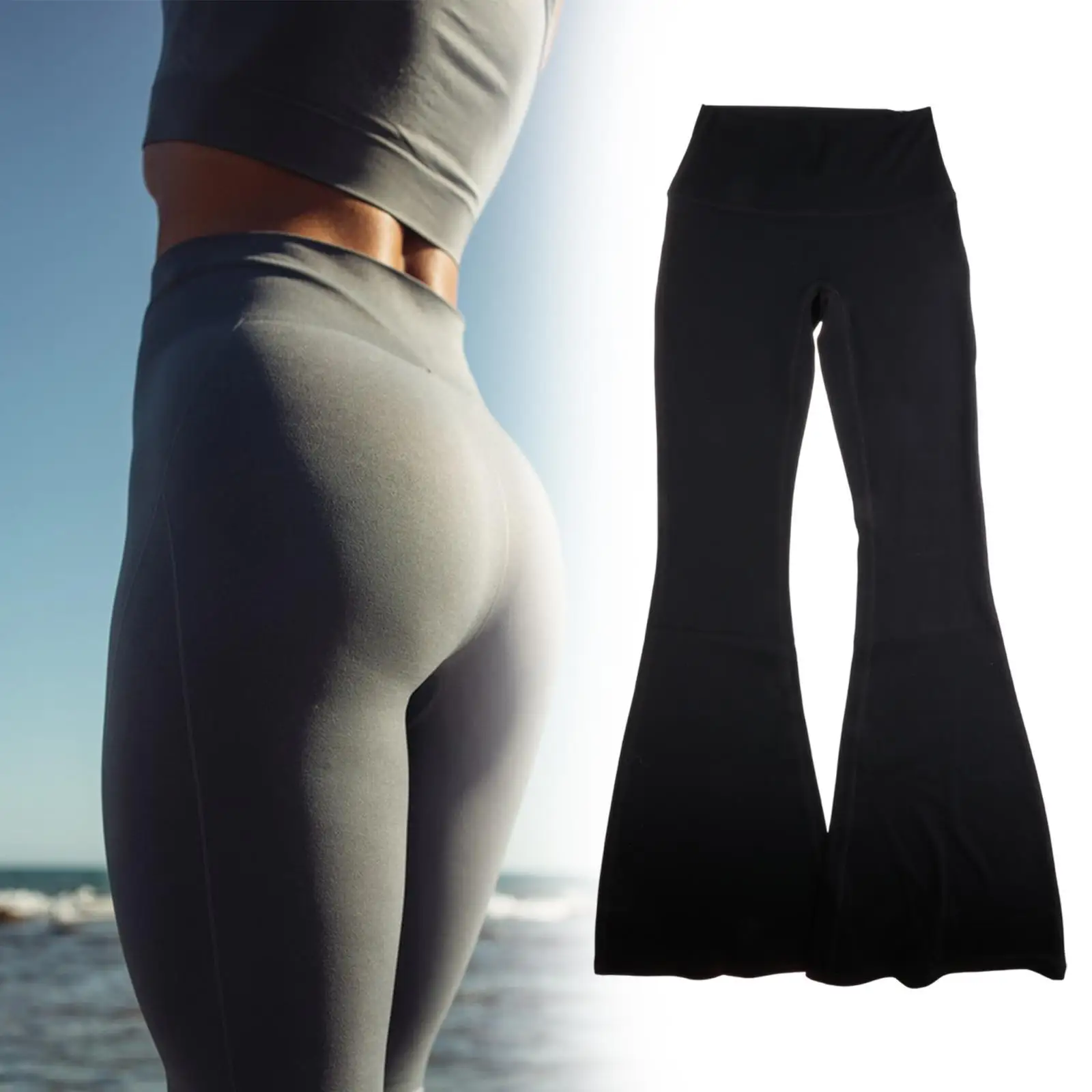 Mulheres bootcut calças de yoga estiramento moda bootleg alargamento sino inferior longo calças de yoga para barriga ginásio dança treino fitness