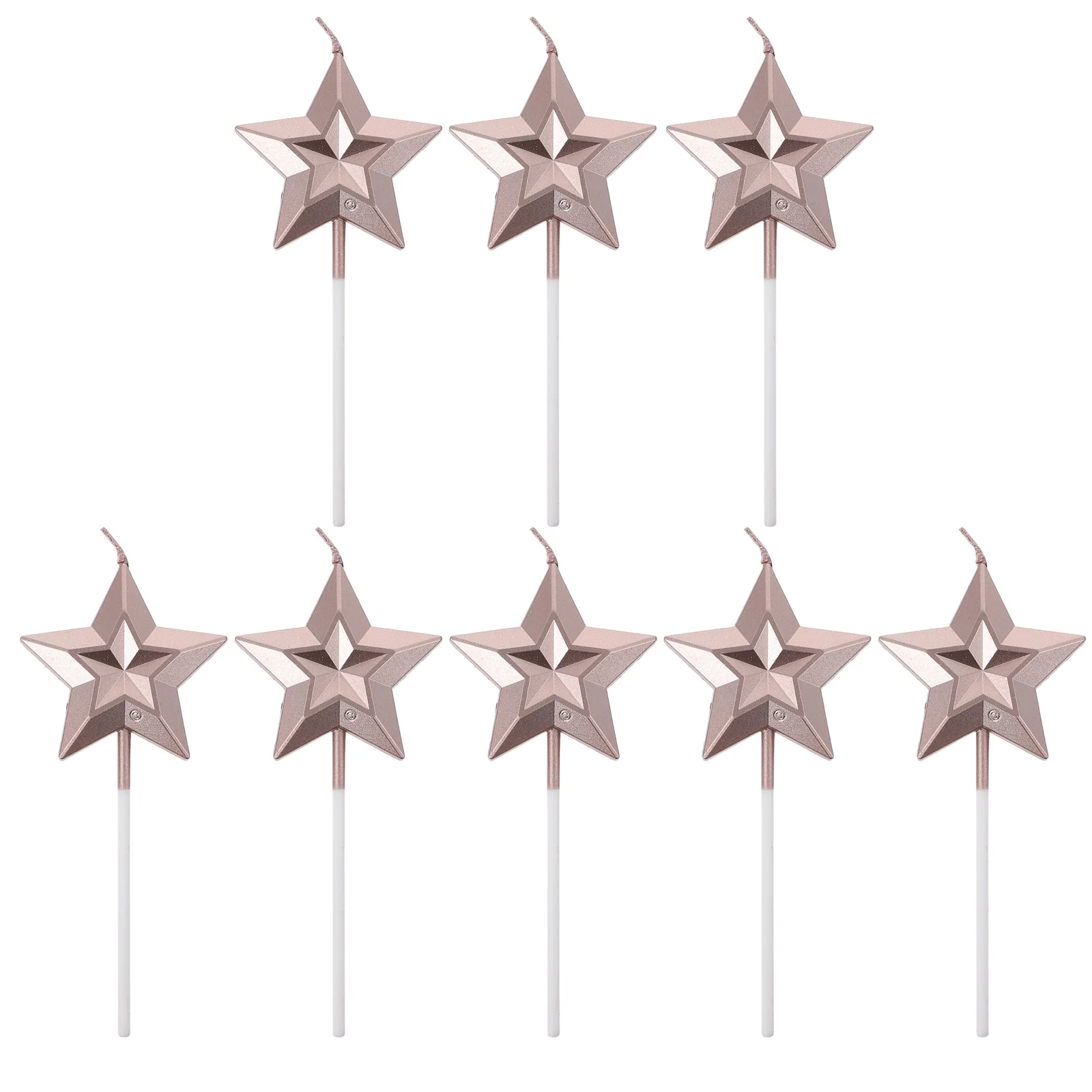 8 Pcs Star Decorative Cake Ornaments Birthday Party Decorations Supplies 3D Shape Candles Paraffin Child