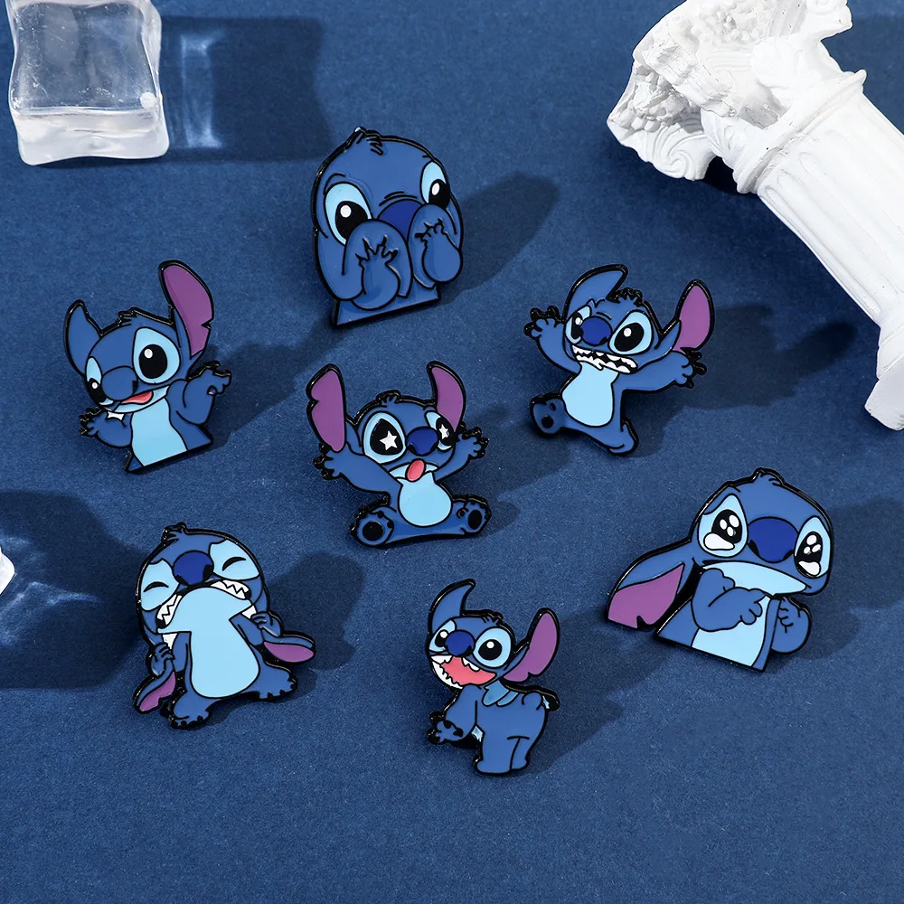 Disney Cute Creative Stitch Cartoon Brooches Fashion Lilo & Stitch Anime Figures Lapel Pins Kawaii Kids Jewelry Accessories Toys