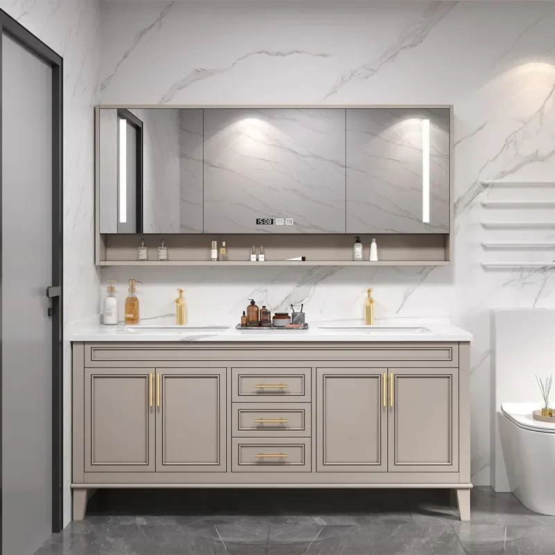 

American Light Luxury Cabinet Vertical Rock Aesthetic Wall Mirror Cabinets Shelf Organizers Badkamer Meubel Bathroom Furniture