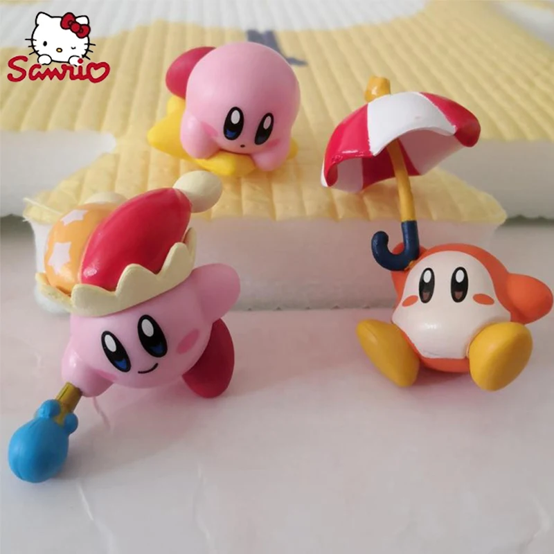 Sanrio Figure Kirby Anime Cute Star Pink Doll Kawaii Cake Diy Decorative Accessories Model Figurines Toys Christmas  Children