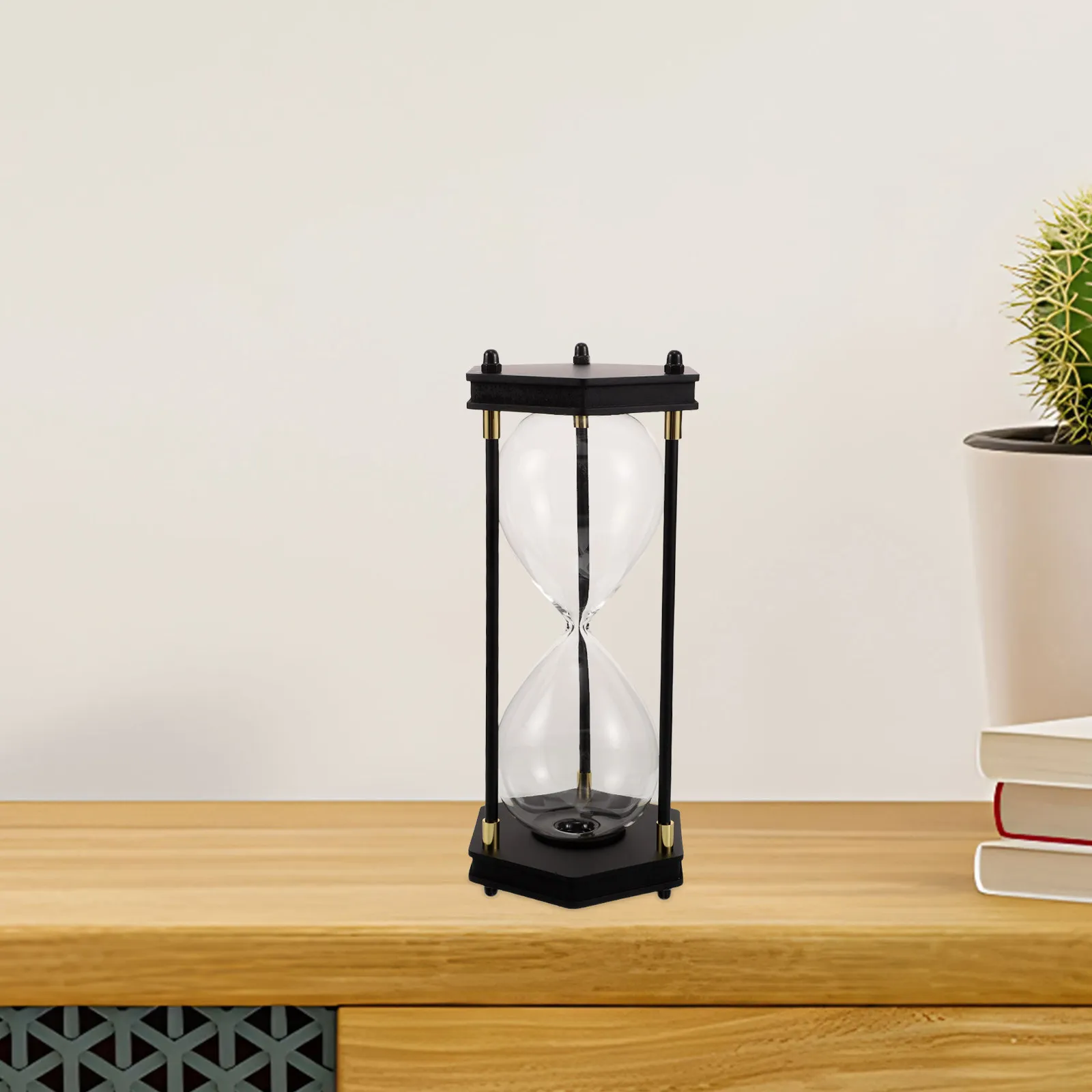 DIY Fillable Hourglass Timer 10 Inch Sleek Glass Vintage Wooden Frame Sand Clock for Wedding Ceremony Desk Decor Home Office