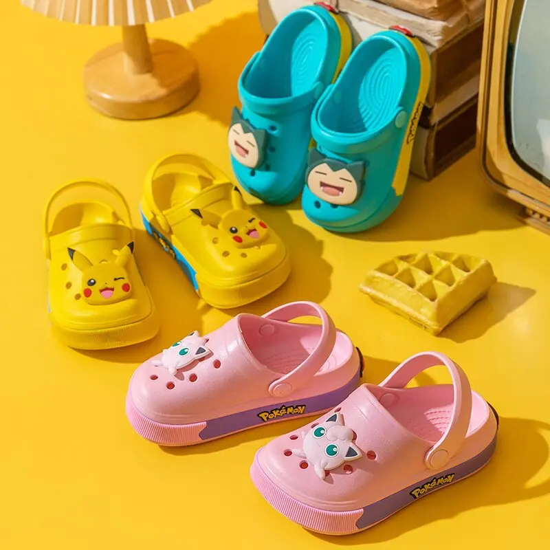 Pokemon Squirtle Pikachu Jigglypuff Charmander Slippers Sandals Flip Flops Anime Kawaii EVA Home Beach Shoes Summer Kids Gifts