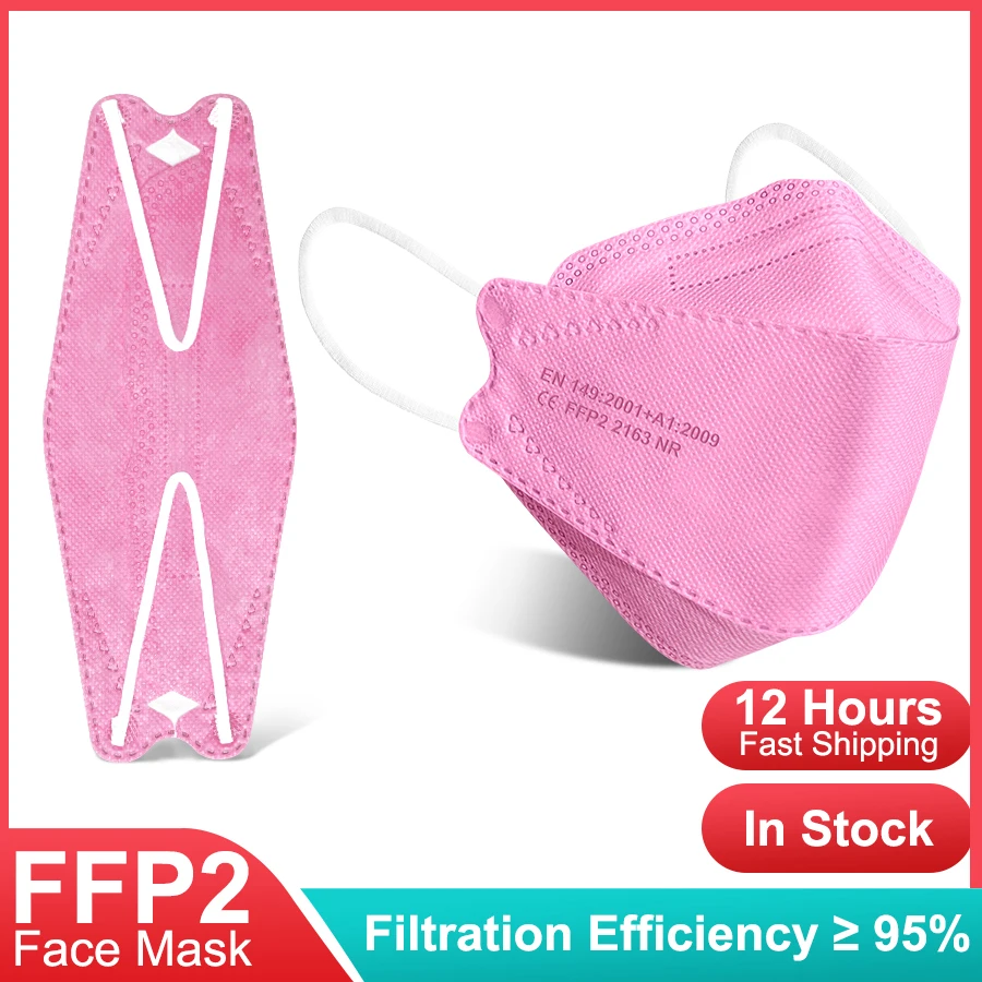 

100-200Pcs FFP2 Mask 4 Layers Approved Mouth Face FPP2 Mask 95% Filter Respirator FPP2 Mascarillas Filter Respirator Fpp2 Masks