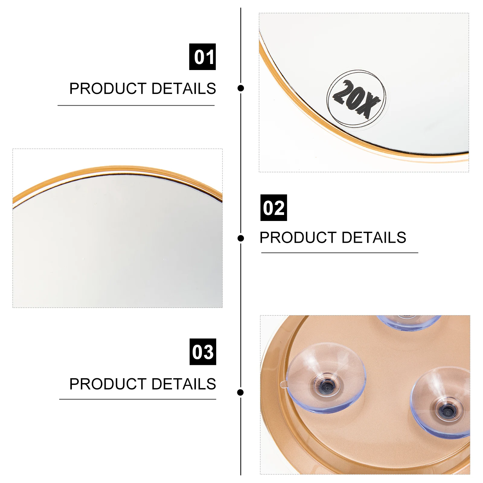 

Mirror Suction Cup Vanity Bathroom Portable Magnifing Khaki Magnified Make Travel