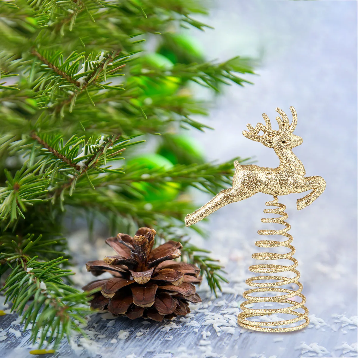 

1pc Christmas Topper Deer Lovely Iron Festival Treetop Decoration Holiday Party Xmas Tree Decorations Deer Tree Topper