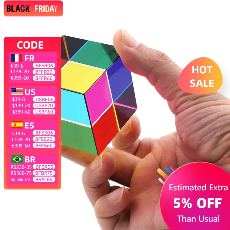 40mm (1.57 Inches) Color Cube Prism Three Primary Colors Popular Science Optical Color Experiment Toys Home Color Neocubes Toy