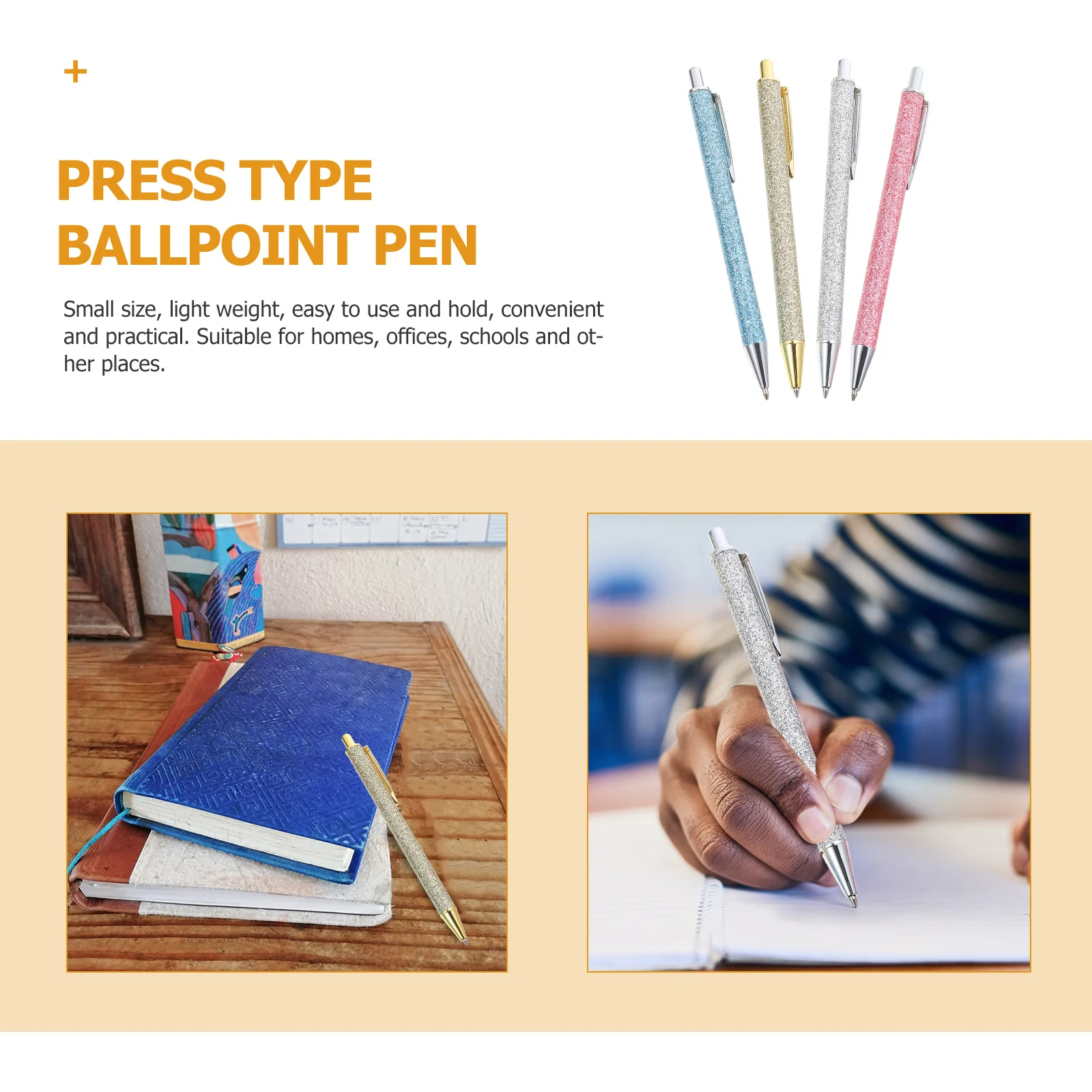 

4pcs Press Ballpoint Pen Smooth Metal Writing Pen Writing Metal Pens Advertising Gift Stylish Creative Design Long Life