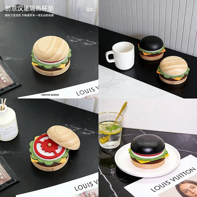 Layered Plump Hamburger Cream Elegant Household Entry Tea Table Cartoon Mat