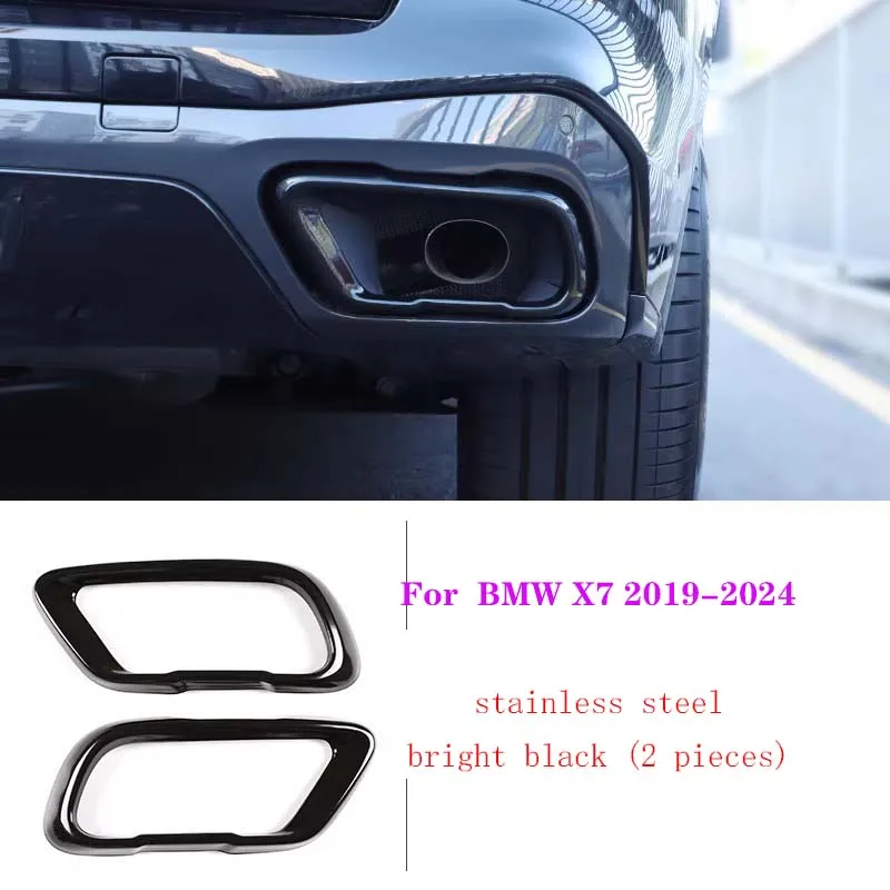 2PS Uitlaatsierstukken van roestvrij staal voor BMW X5 G05 X6 G06 X7 G07 2019-2024, decoratief stuk, demperkap, verliesvrije installatie