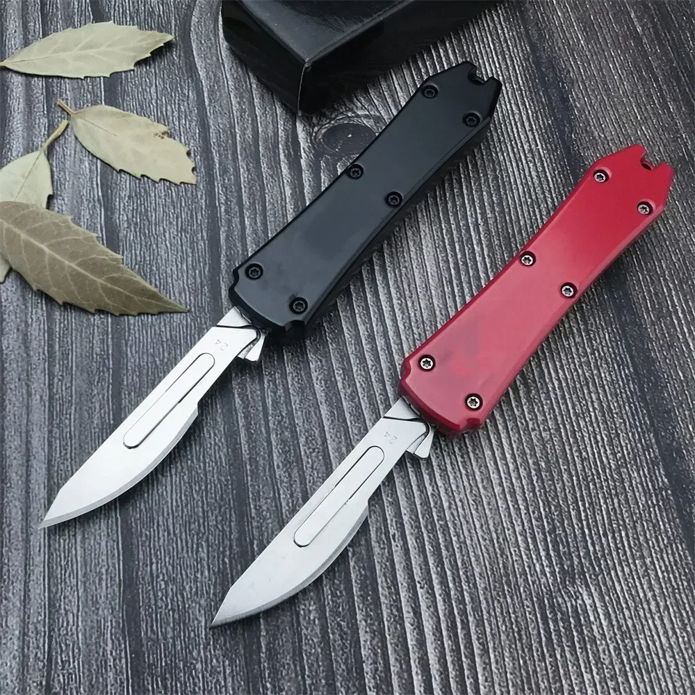 

Mini Pocket Open Knife 440C Blade Zinc Alloy Handles EDC Camping Survival Tool with 10Pcs Removable Blades for Gifts