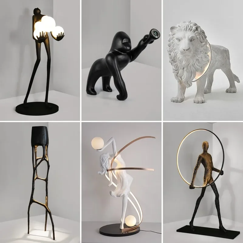 

Lights Creative Personality Abstract Sculpture Art Ornament Hotel Lobby Orangutan Lion Design Lighting