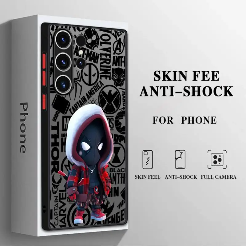 Funda de teléfono mate para Samsung Galaxy S24, S23, S22, S21, S20 FE Ultra, S10 plus, Note 20Ultra, Marvel, Deadpool, Spiderman Boy Cover